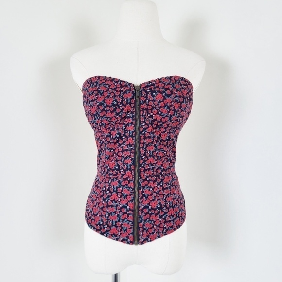 Free w/ Purchase Jessica Simpson Floral Corset Red Roses Zip-up Front Closure - Picture 10 of 13